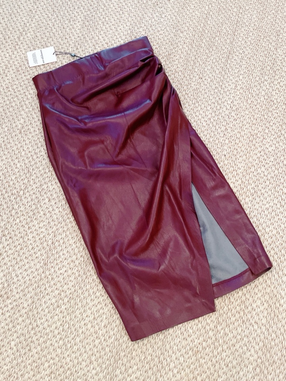 Generation Love Gina Vegan Leather Midi Skirt Cabernet Plum Burgundy XS NWT - Picture 4 of 9